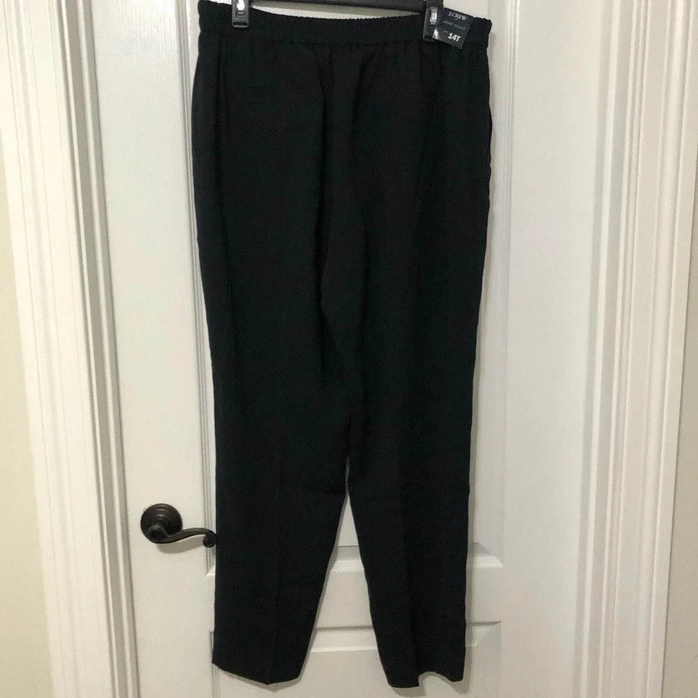 J. Crew Women's Jamie Pants Size 14T Black Straight Leg Classic Pull‎ On NWT